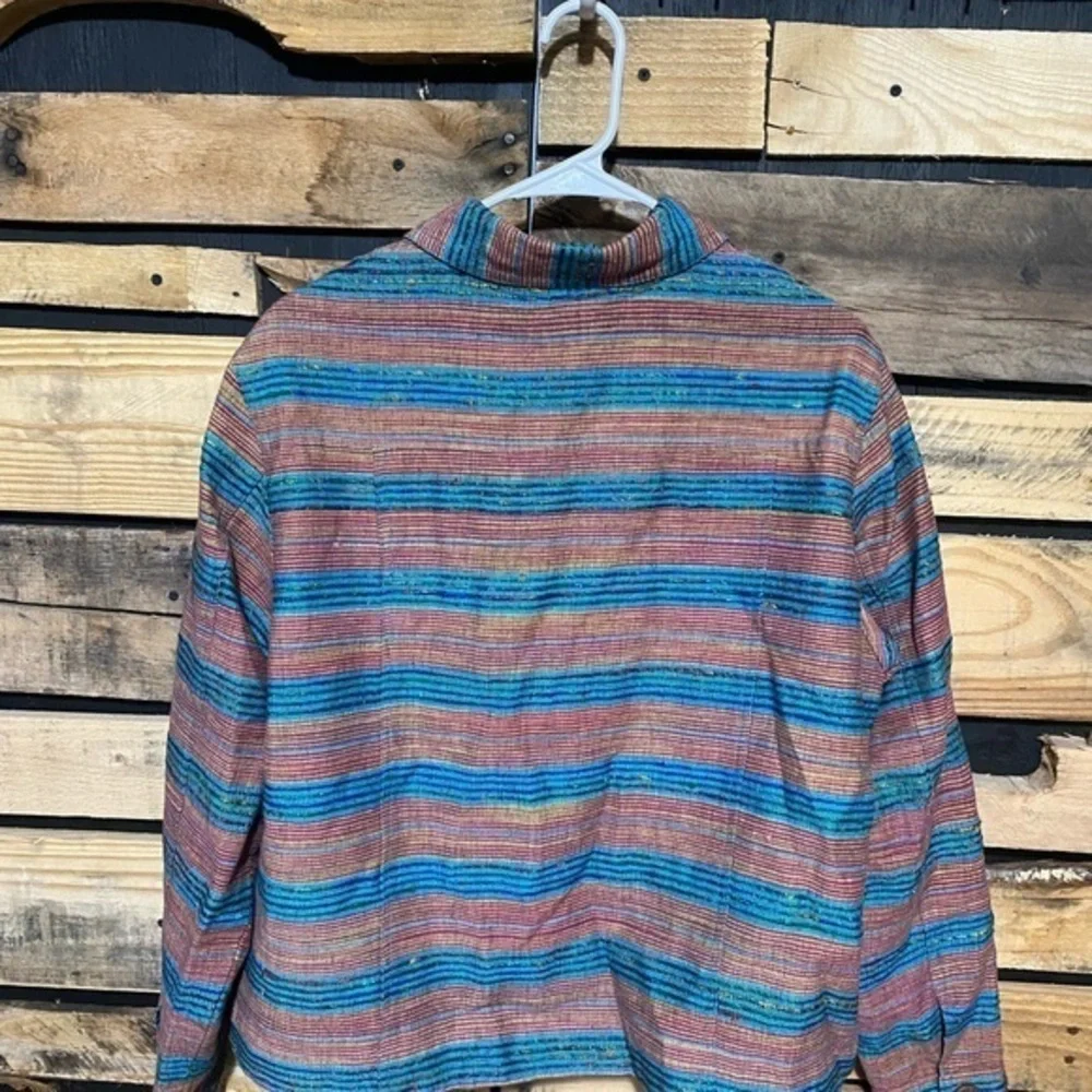 Coldwater Creek Shirt/Blazer Size‎ Large Blue/Orange/Crimson Fall